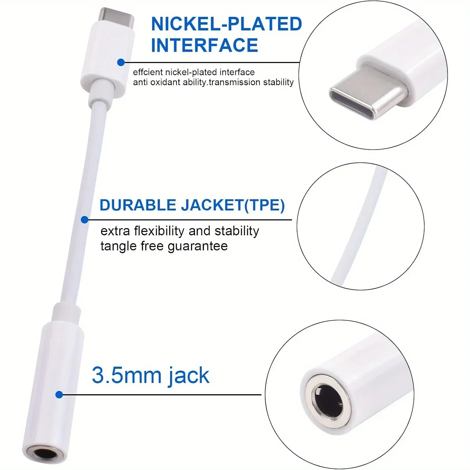 USB Type C To 3.5 Jack Earphone Adapter,USB-C 3.5mm Audio Cable Converter For IPhone 15 15 Pro MAX Samsung Galaxy Huawei Xiaomi-5