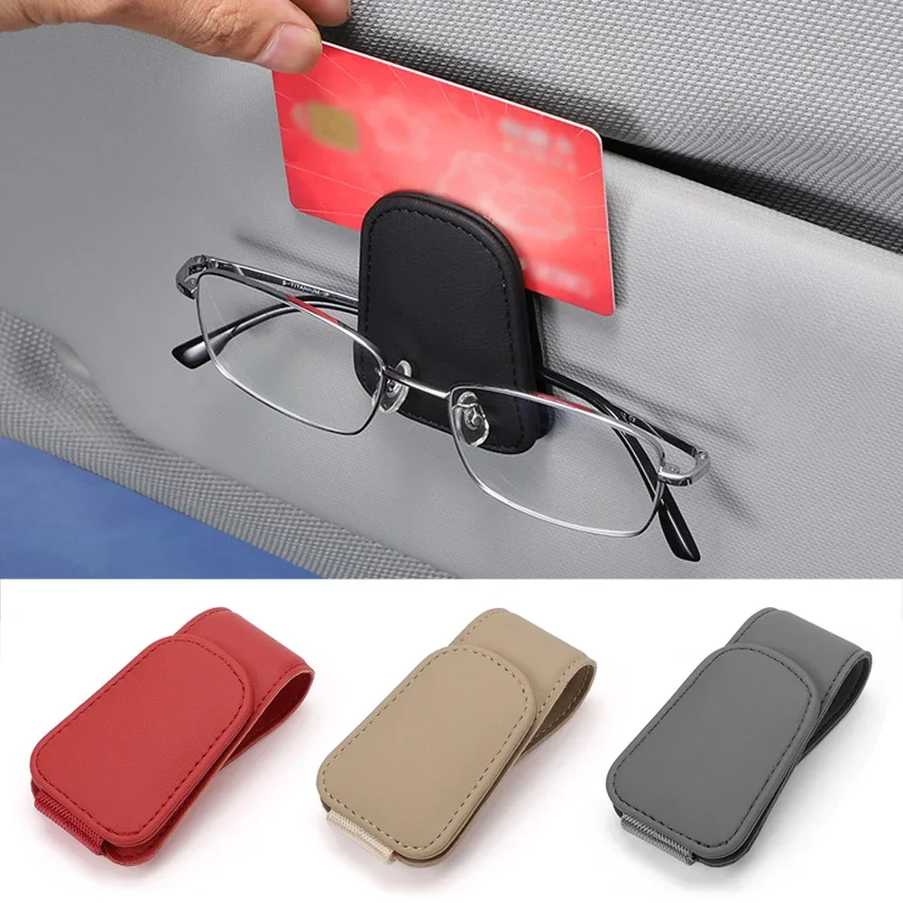 Universal Car Auto Sun Visor Glasses Box Sunglasses Clip Card Ticket Holder Stand Fastener Pen Case Eyeglasses Car Accessories-2
