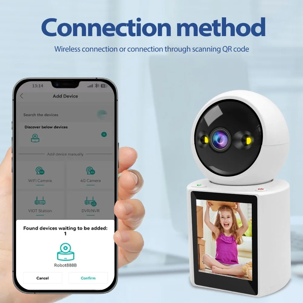 Dual Screen Camera: One Click Call, 4K 6MP WiFi Camera with AI Human Detection, Color Night Vision CCTV Video Surveillance-5