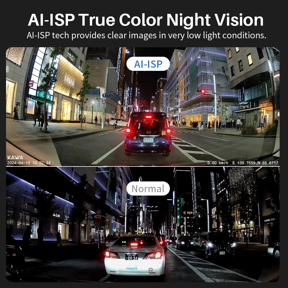 KAWA D11 Front and Rear Dash Cam 4K WiFi Car Camera DVR GPS Video Recorder AI-ISP Color Night Vision Motion Detect Auto Dashcam-2