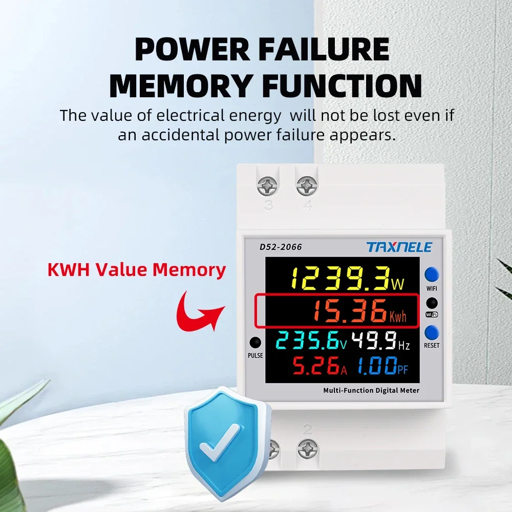 TUYA WiFi Remote Meter Smart Home D52-2066 6IN1 AC 110V 220V 100A Voltage Current Power Factor KWH Electric Energy Frequency-3