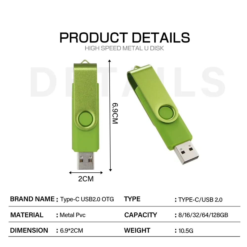TYPE-C USB Flash Drive 128GB Red High Speed  Pen Drive 64GB Dark Blue Memory Stick 32GB Rotatable USB Stick 16GB Colorful U Disk-2