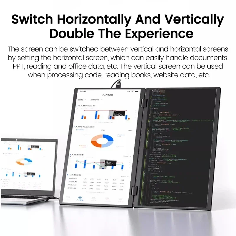2025 15.6 Dual Screen 1920*1080P 60Hz Touch/Non-Touch Portable Monitor IPS Low Blue Light Eye Protection 360° Folding Drive-free-4