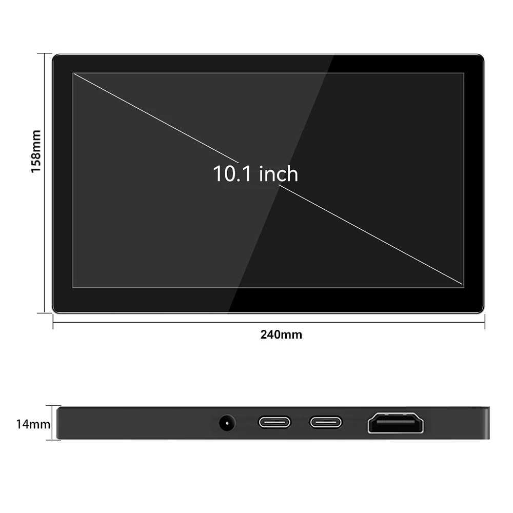 2K touch portable monitor 10.1″ 2560X1600 USB-C HDMI compatible computer Windows for laptop phone ps4 switch xbox Gaming monitor-3