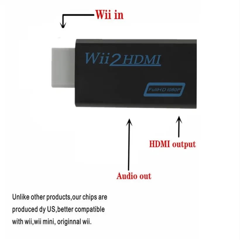 WII to HDMI Converter Full HD 1080P WII to HDMI Wii 2 HDTV ConverterWii To HDMI Adapter 3.5mm Audio for PC HDTV Monitor Display-4