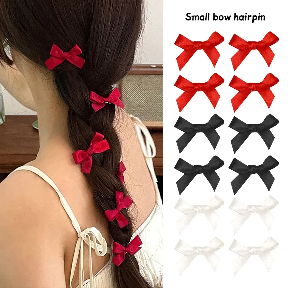 5-24Pcs Y2k Girls Bows Mini Hair Clips Metal Hairpin Headwear Barrette Handmade Ribbon Bow Bangs Clip Fashion Hair Accessories-4