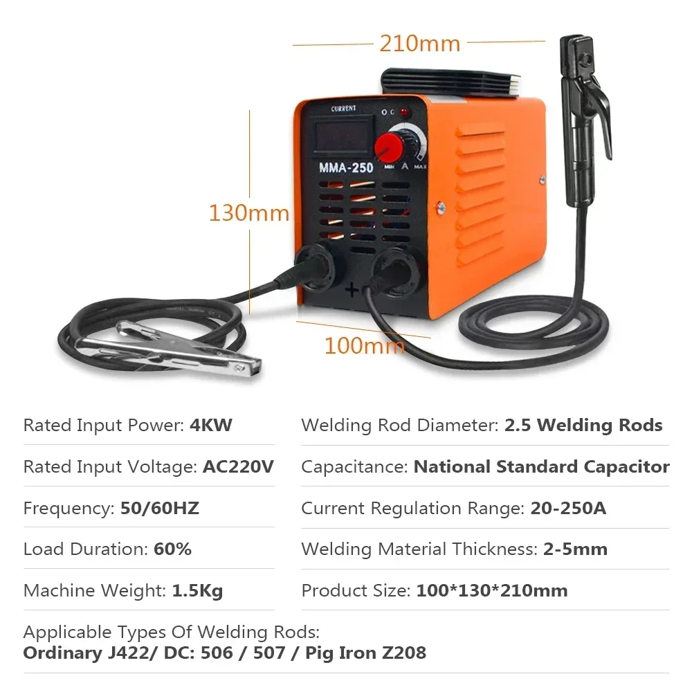 Portable ZX7 250A MMA Arc Welder Inverter Welding Machine 110V 220V Mini Iron Electric Welding Equipment Car Repairing Tools-4