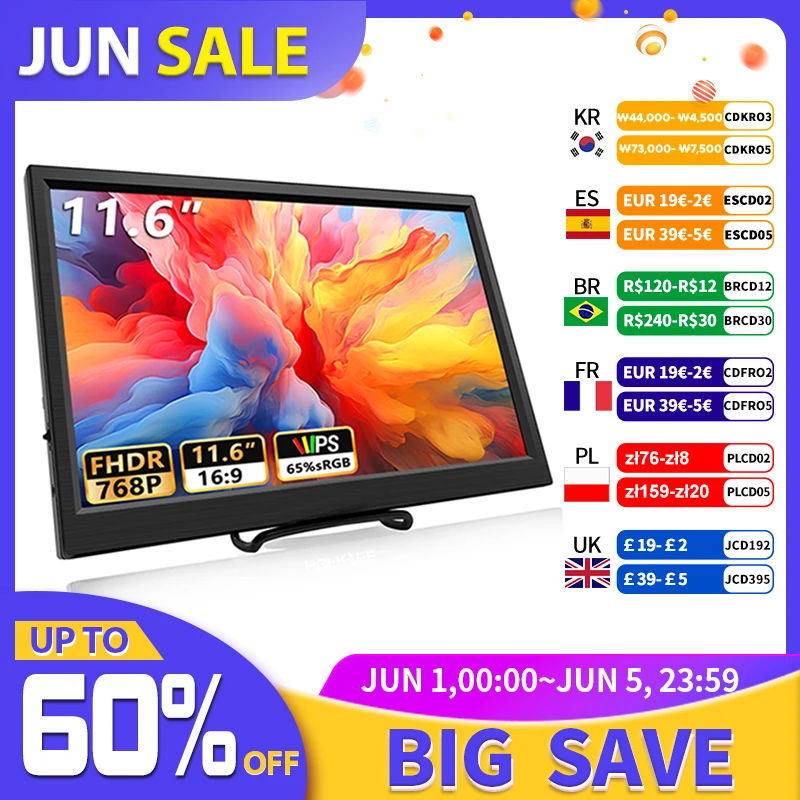 11.6 Inch Portable Monitor HDMI-Compatible Laptop second screen Gaming Extended Display For Switch/PS4/Xbox/Raspberry Pi