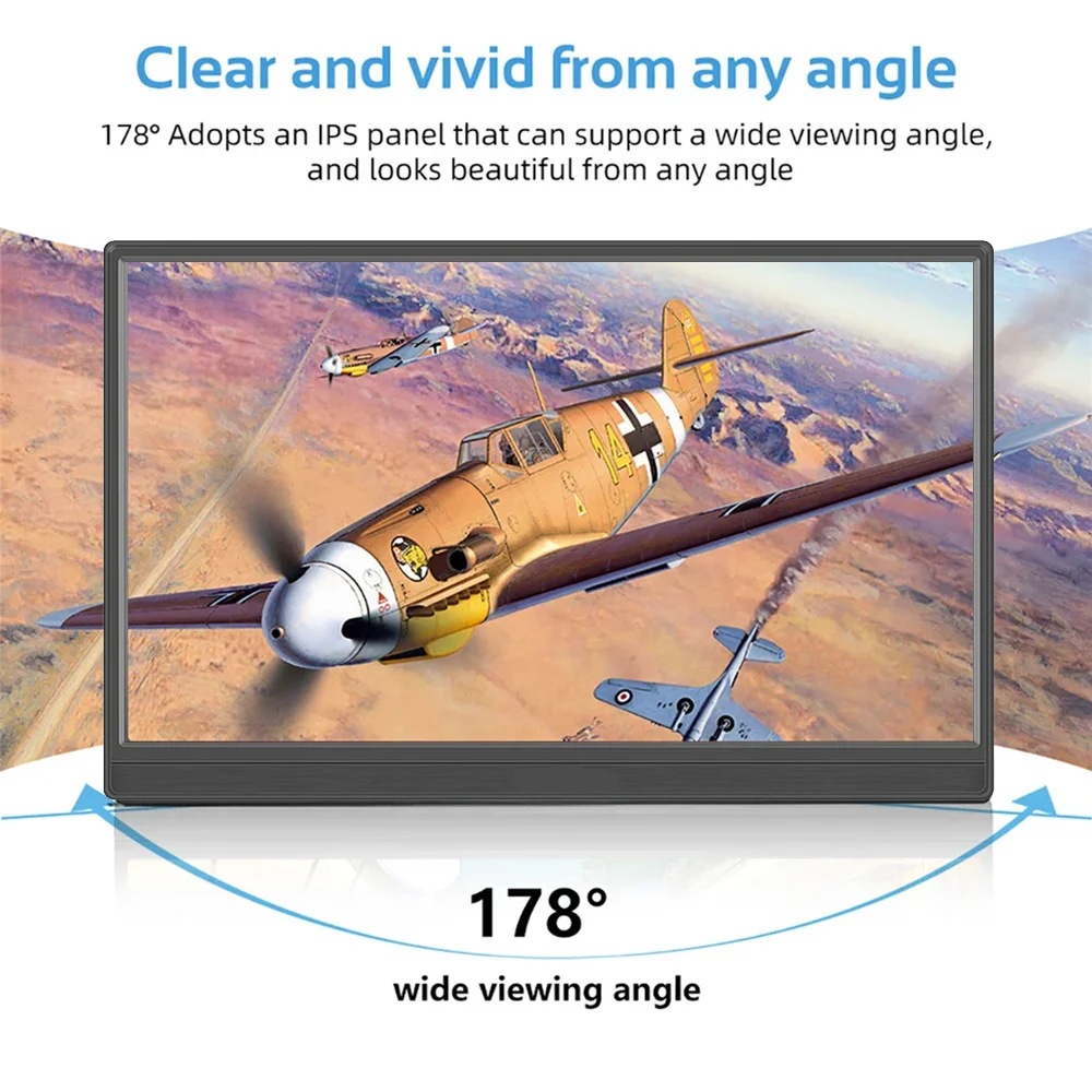 15.6 Inch Portable Monitor 1920x1080 60Hz IPS Panel  HDMI-compatible With PS4 PS5 Switch Laptop Built-in Speaker-3