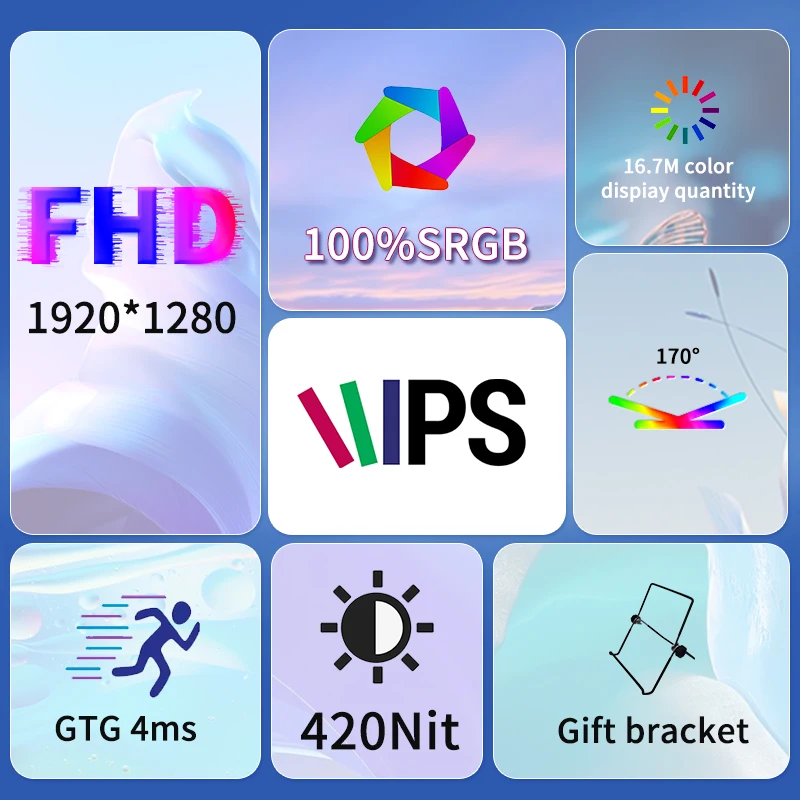 420Cd/m ² 10.5 inch Portable Monitor IPS FHD 1280P 100%SRGB Game Screen Laptop Mac Xbox PS4/5 Switch Display-2