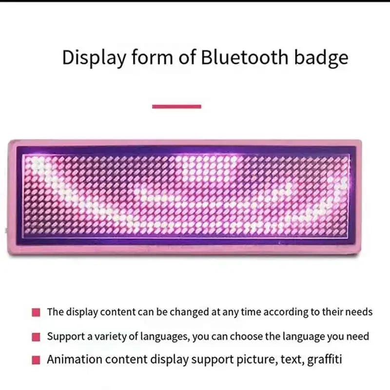 LED Name Tag Badge Module Rechargeable Bluetooth capable LED Mini Display Breastpiece DIY Programmable Scrolling Message-4