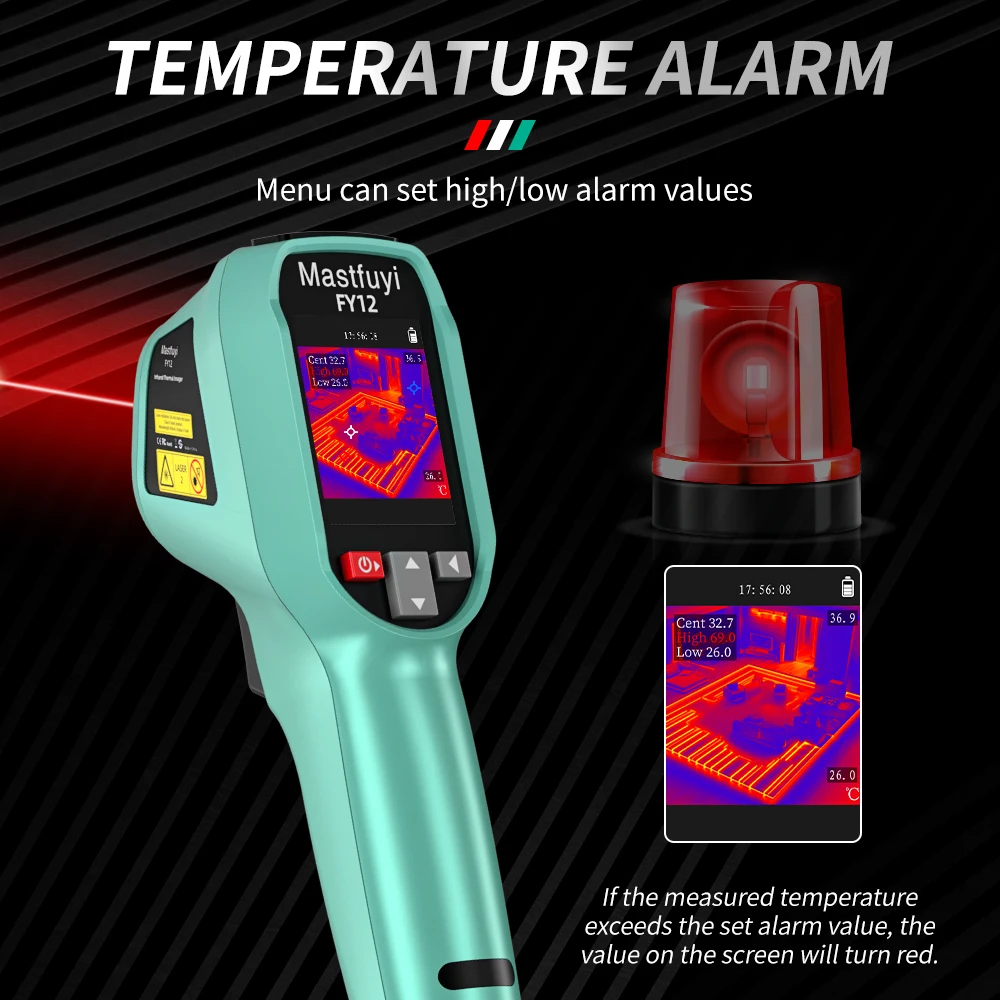 MASTFUYI FY12 Handheld Thermal Imager -20~550°C 15 False Color Non-contact Temperature Measurement 50×50° Large Field of View-4