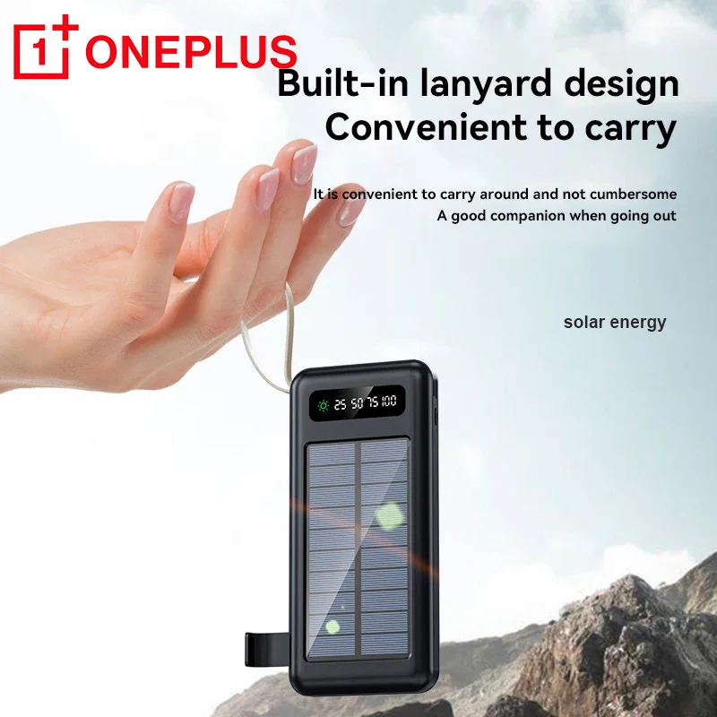 OnePlus Solar Power Bank 50000mAh Large Capacity Mobile Power Fast Charging Battery Dual USB 4 Cables For iPhone Samsung Huawei-2