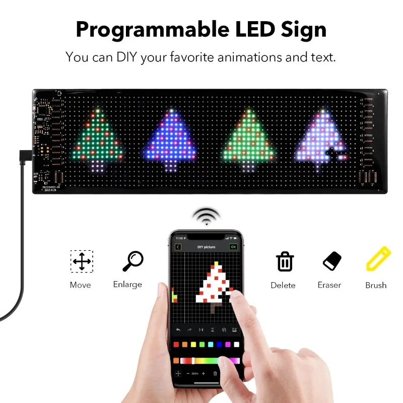 Scrolling Advertising LED Sign Panel Bluetooth App Control Logo Light Customize Text Pattern Animation Programmable Car Display-3
