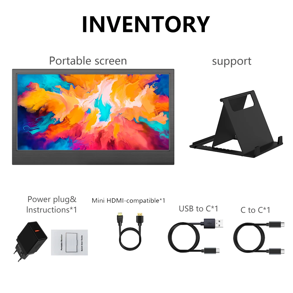 MUCAI 11.6 Inch Portable Monitor 16:9 60Hz Game Screen 45% NTSC 250Cd/m ² Laptop Mac Xbox PS4/5 Switch Display Type-c Interface-6