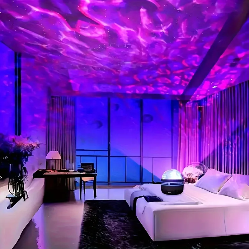1pc LED Galaxy Star Projector Light,USB Powered,Water ripple Wave,Remote Controlled Bedroom Night Lamp,For Party,Home Theater-3