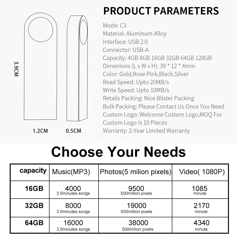 50PCS Free Custom LOGO USB Flash Drive 4GB 8GB 2.0 High Speed Pen Drive 16GB 32GB 64GB 128GB Pendrive metal usb sticks with key-2