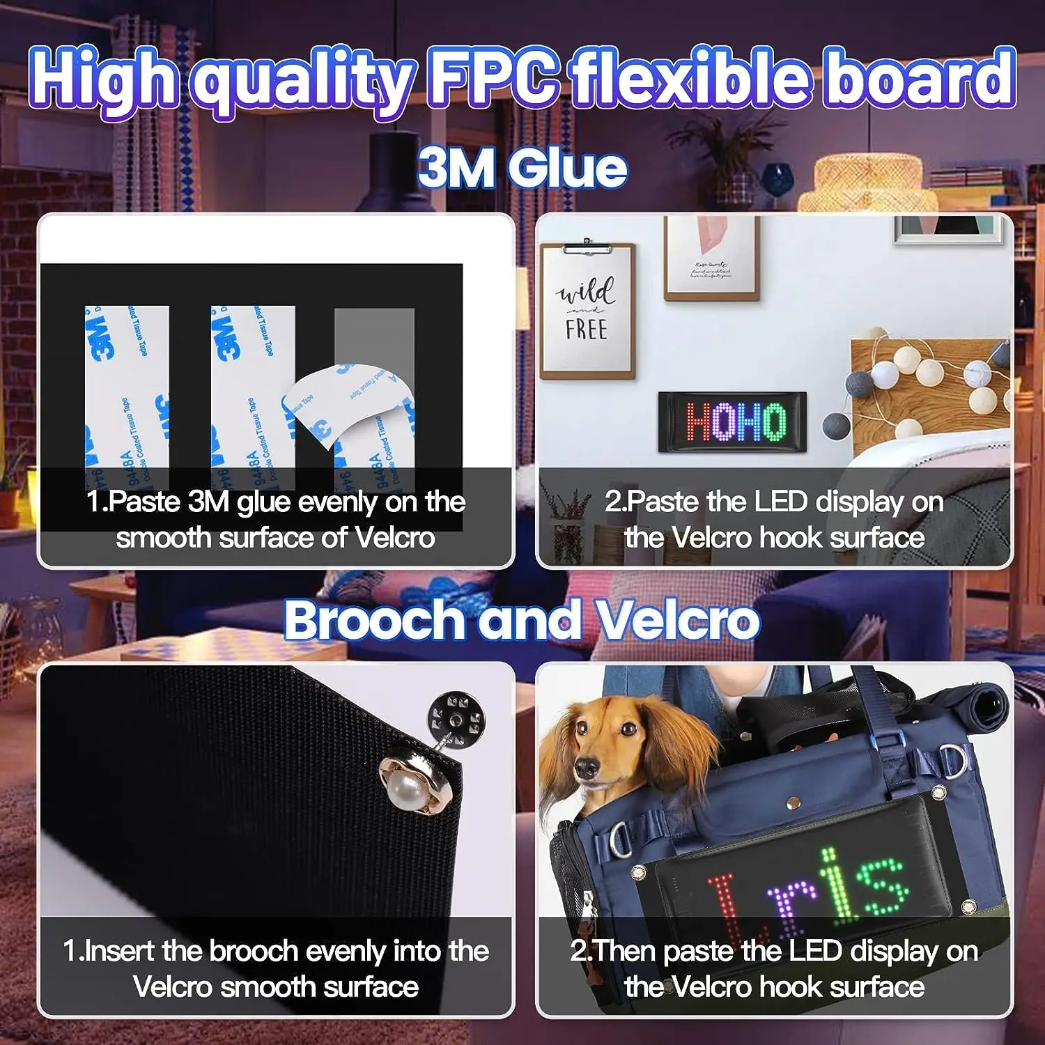 Rechargeable Wireless Bluetooth LED  Signage with Battery, Smart App Control Programmable Customizable LED Matrix Panel-5