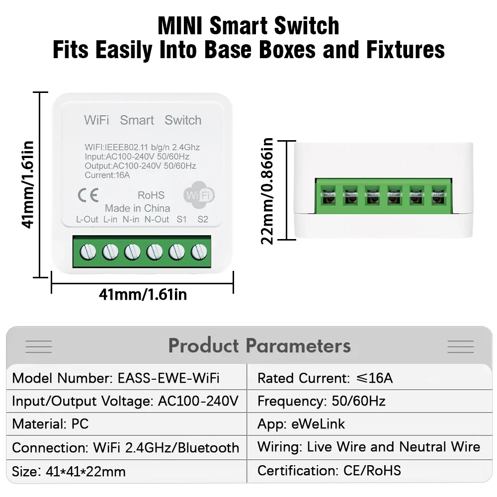 eWeLink App 16A 2 Way DIY Mini WiFi Smart Switch Breaker Module Timer Relay Voice Wireless Remote Control for Alexa Google Home-2