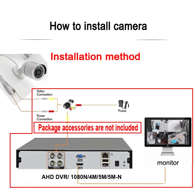 JIENUO 4K AHD Camera CCTV Security Surveillance Outdoor Waterproof Infrared NightVision Indoor CVI 1080P 5MP HD Home Cam Monitor-6