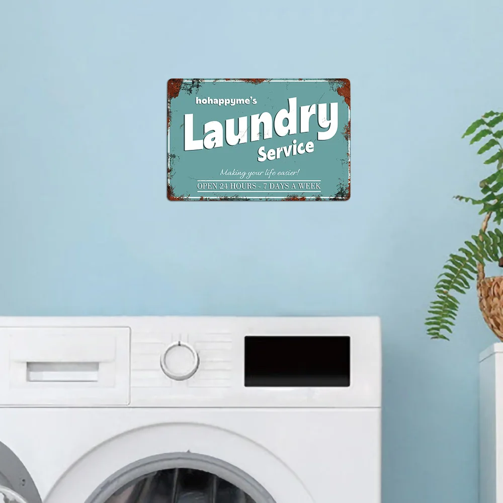 Personalized Laundry Service Vintage Metal Sign Customized Shop Wall Hanging Tin Signage Retro Panel 8"x12"