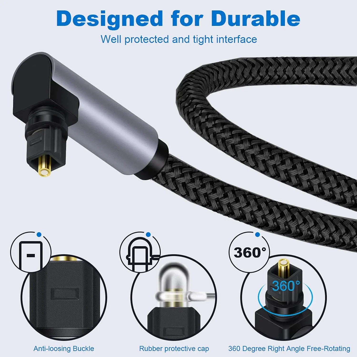 HIFI Digital Optical Audio Cable 90 Degree Toslink SPDIF Coaxial Cable  Adapter for Amplifiers Blu-ray Xbox 360 PS4 Soundbar-3