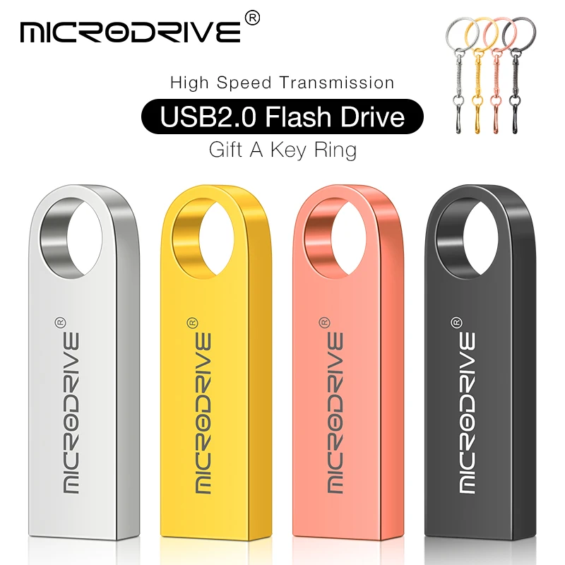 Metal USB 2.0 Flash Drive Pendrive 16GB 32GB 64GB High Speed Memory Stick U Disk 128GB Key Ring Gift-2