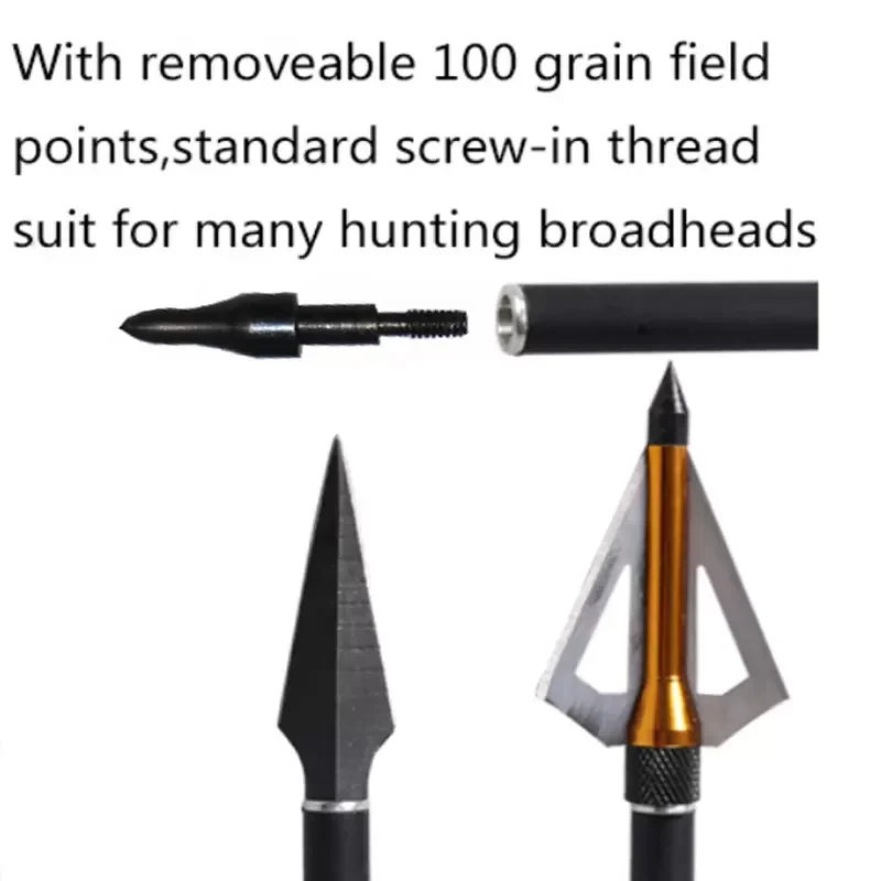 Spine 300 400 Archery Pure Carbon Arrows Hunting 28/30/31 Inch Shaft For Compound Recurve Bow-4