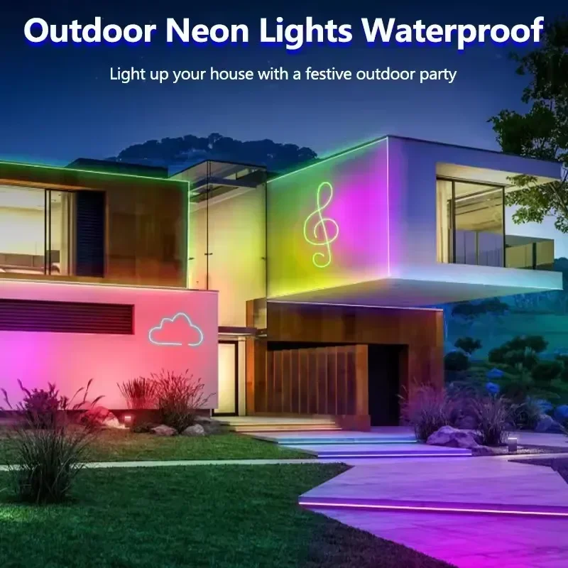 DC 24V Rgbic Neon Led Strip Light With Bluetooth15/20 Meters 5M 10M Outdoor Waterproof Neon Rope Lights App Remote Control Band-5