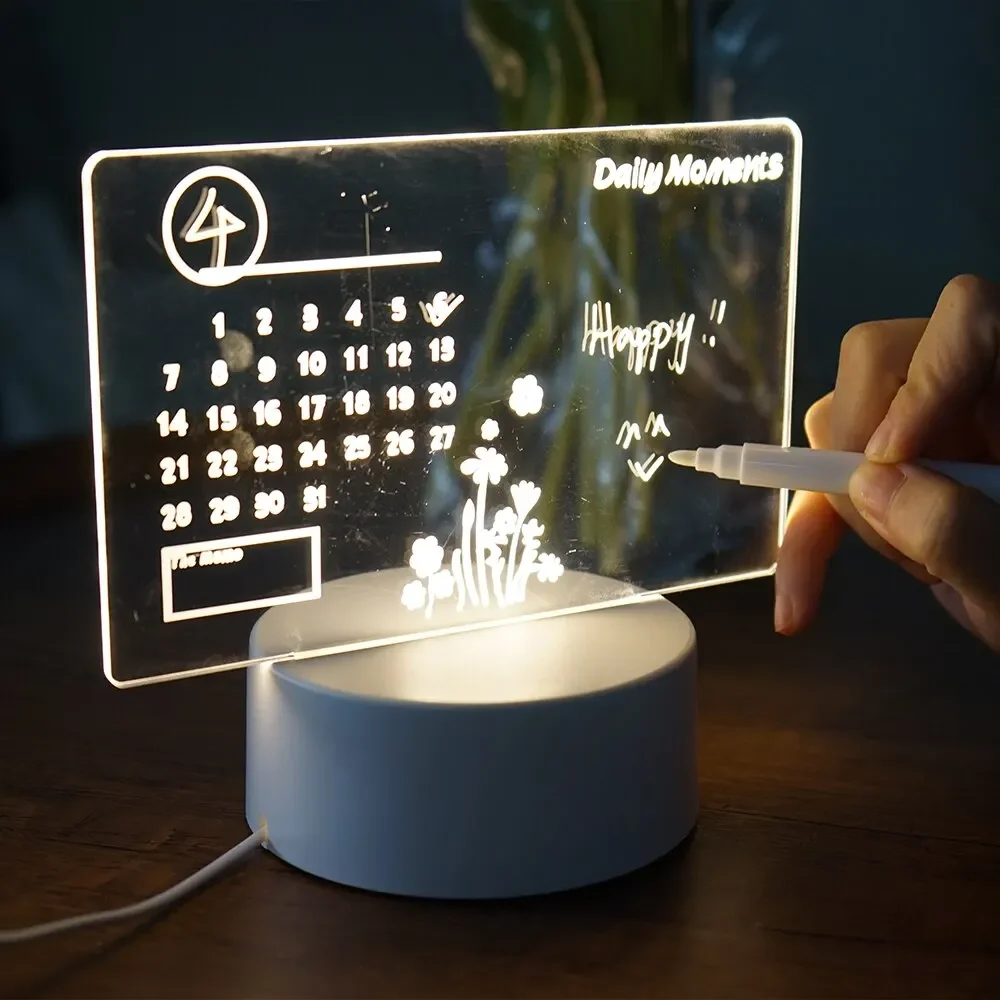 DIY Notepad LED Drawing Board Glowing Acrylic Message Board With Pen Erasable Children's Drawing Letter Message Board Night Lamp-5
