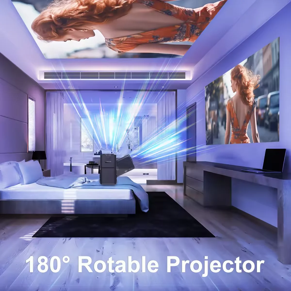 KaiAqua 4K Android 11 Projector Native 1080P 390ANSI HY320 Dual Wifi6 BT5.0 1920*1080P Cinema portable Projetor upgrated FY300-6