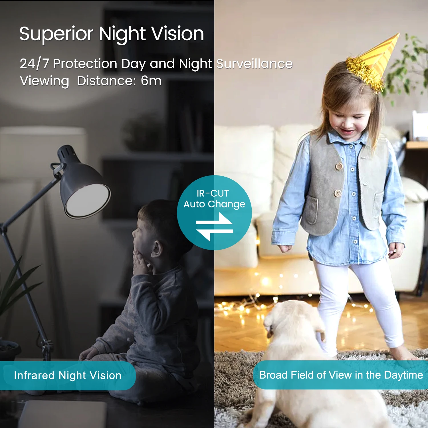 VIMTAG 6MP WIFI Camera 2-Way Audio Security IP Cam 3.5K HD IR Night Vision AI Human Detect Auto Alert Indoor Surveillance Camera-3