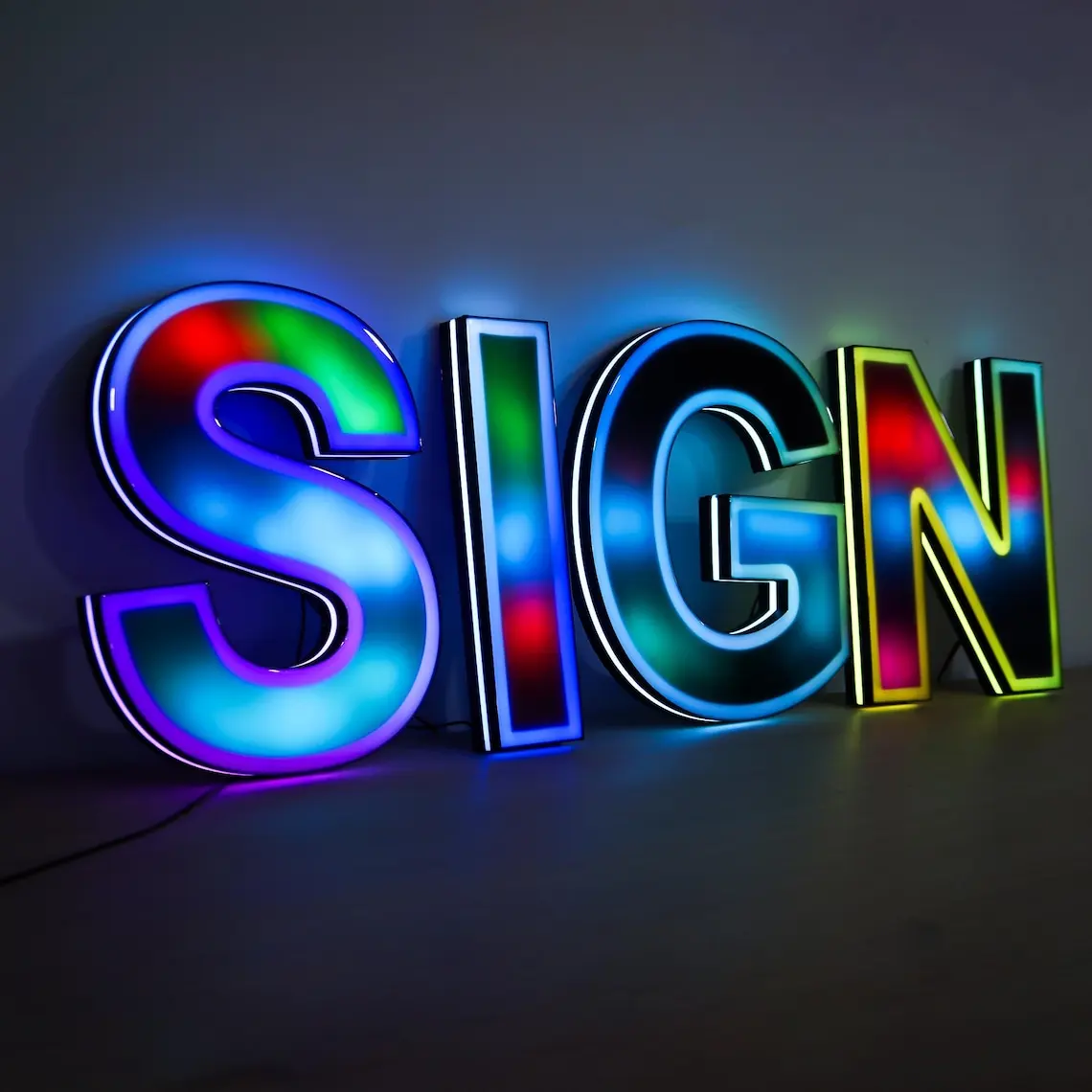 RGB Custom Logo Sign 3d Letter Sign Company Wall Logo Signage Business Sign Beauty Salon Bar 3d Letter Sign Led Channel Letter