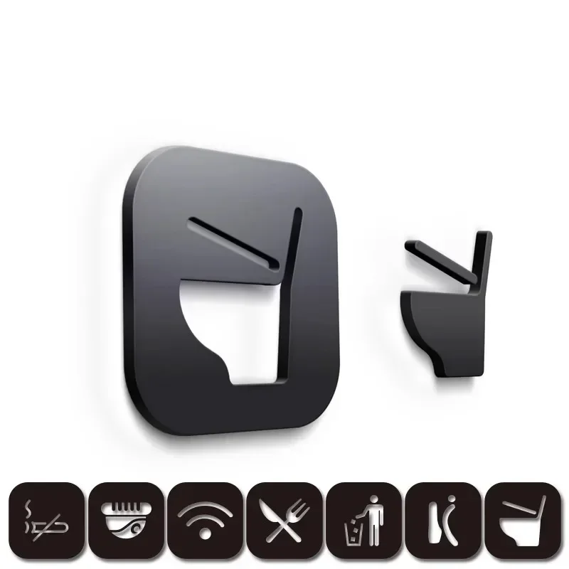 Toilet Signs Commode Squat Toilet Hollow Reminder Signage Doorplate Warm Reminders Indicator Plaque Plate Bathroom WC Door Sign