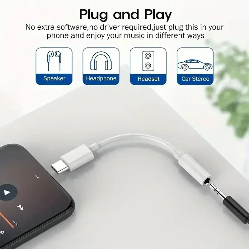 USB Type C To 3.5 Jack Earphone Adapter,USB-C 3.5mm Audio Cable Converter For IPhone 15 15 Pro MAX Samsung Galaxy Huawei Xiaomi-3