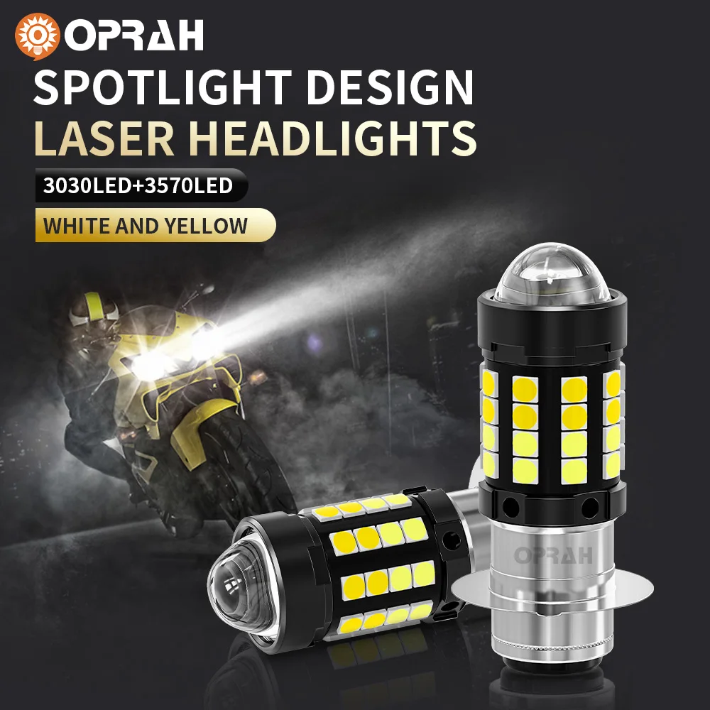 P15D LED Motorcycle Motorbike Light High Low Beam Fog Lamp Dual Color White Amber Headlight for Motobike Scooter Running Light-3