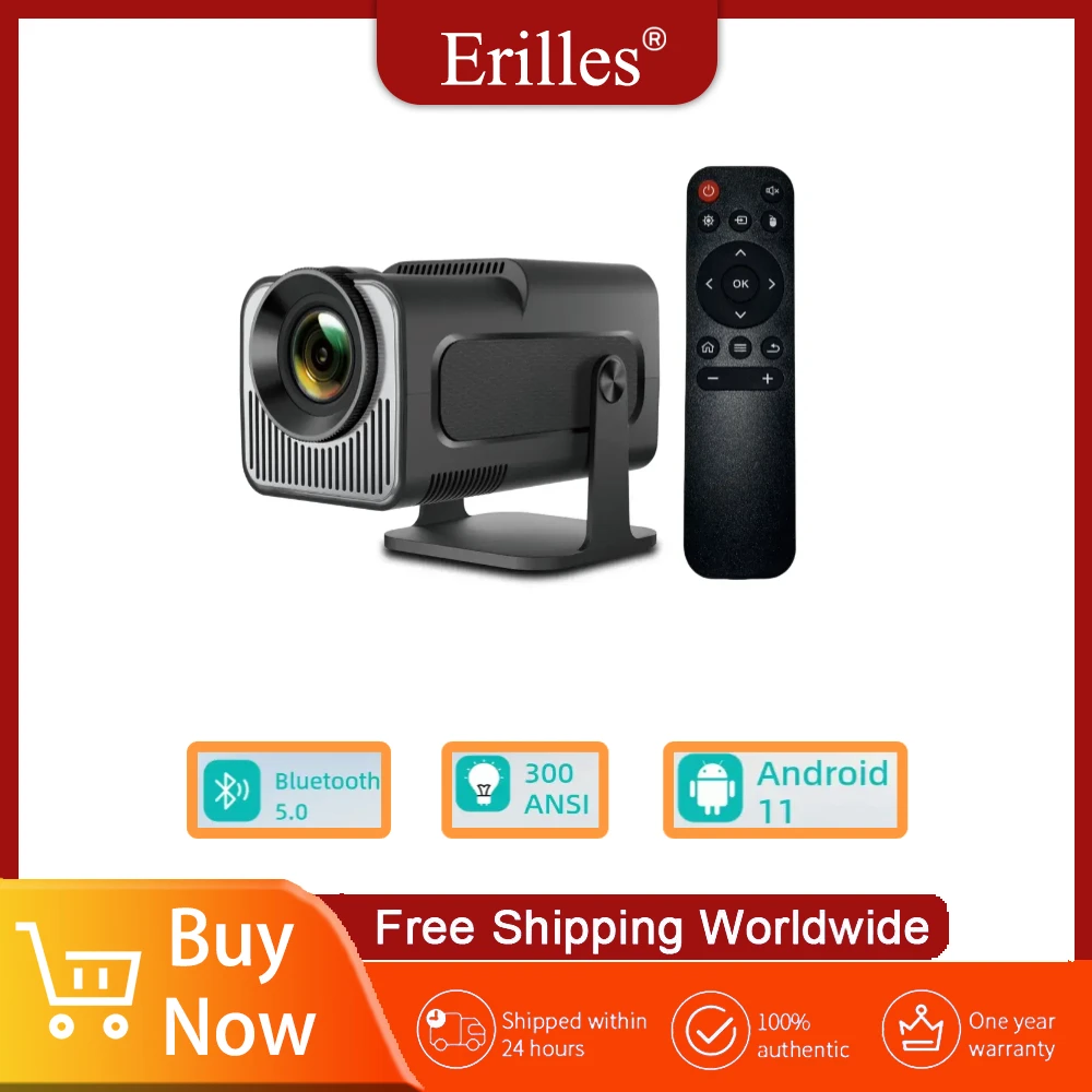 Woopker 4K Android 11 Projector Featuring 720P Ultra Short Throw 180 Degree Rotation Technology with WiFi 6 and Automatic
