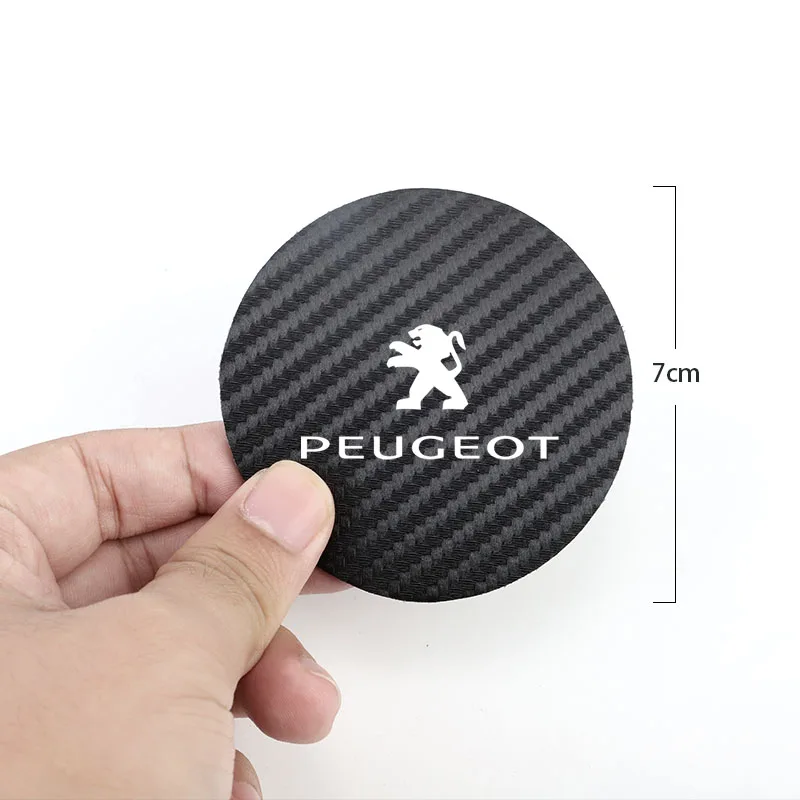 2Pcs Car Decorative accessories Carbon fiber leather Water Cup Mat For Peugeot 408 4008 308 3008 5008 508 106 208 301 407 108-6