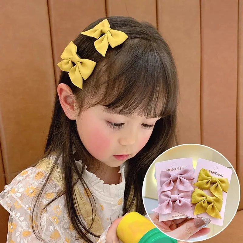 2PCS New Cute Bow Headgear Sweet Little Girl Hair Accessories Summer Girls Net Red Clips Baby Hairpins Children Hair Clips Gifts-3