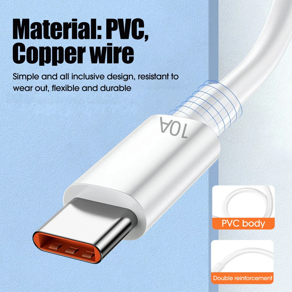 USB Type C Cable 120W 10A Fast Charging Wire Mobile Phone USB For Huawei P30 Xiaomi Realme Samsung Poco x6 USB C Data Cable Cord-3