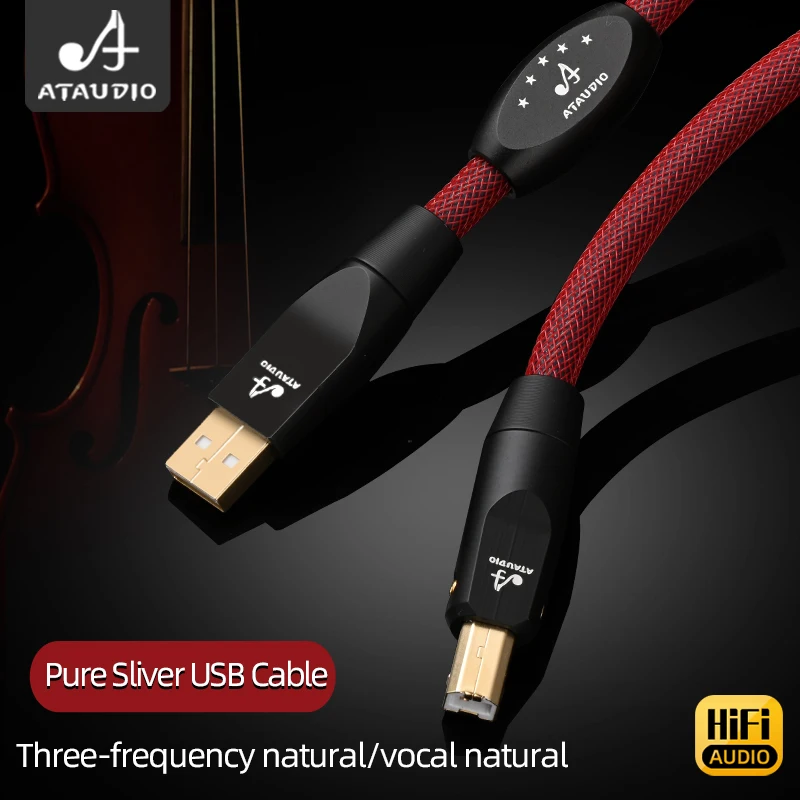 6N Pure Silver HiFi USB Audio Cable Digital Audio Type USB A to B Type C for DAC Computer Sound Card USB Cable-4