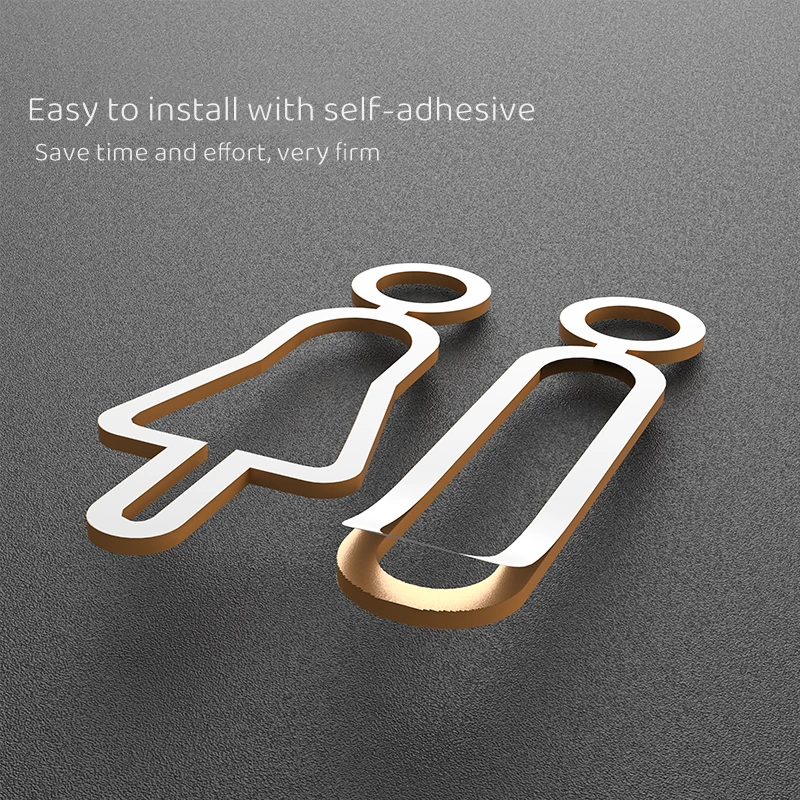 Black Gold Toilet Sign Plate Acrylic 3D Wash RestrRoom Door Wall Label Sticker Wc Holder Signage Board Art Hotel Bathroom Decor-6