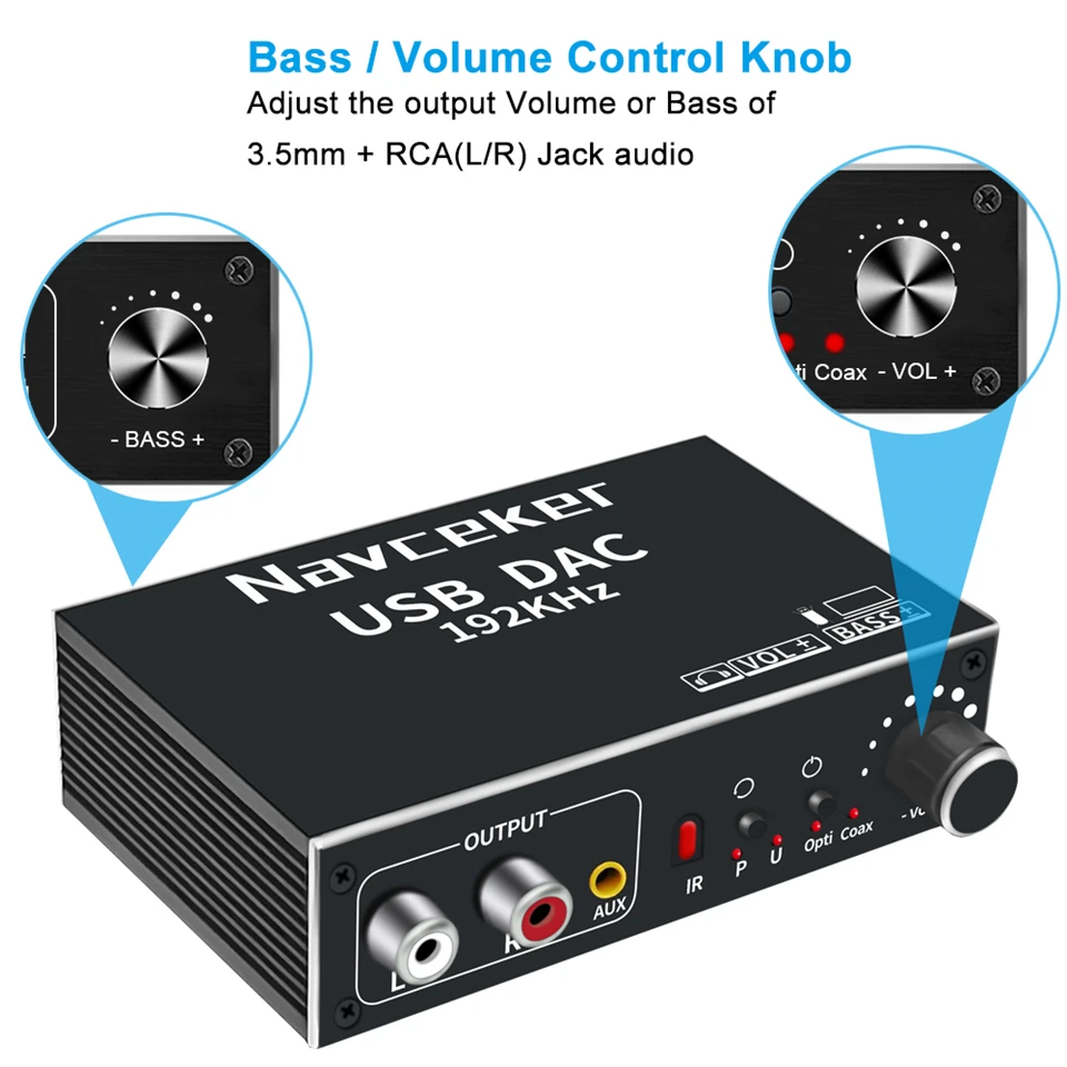2023 Best DAC Digital to Analog Audio Converter Optical Coaxial Fiber SPDIF to RCA 3.5mm Jack Audio Adapter Amplifier for PS4 TV-5