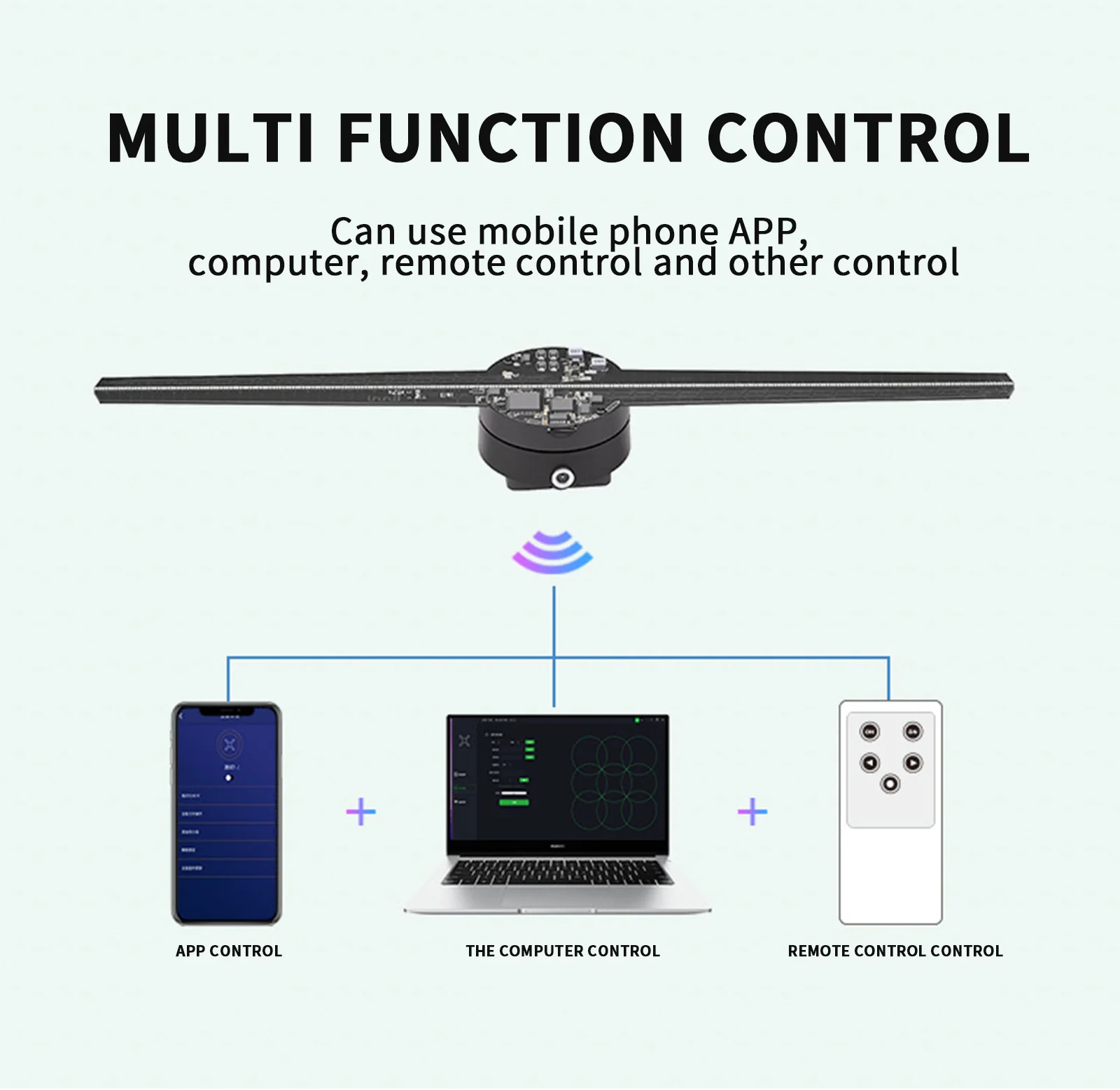 WIFI 3D Fan Hologram Projector Remote Control Commercial Display 384LED Hologram Lights Transmit Picture Video-4