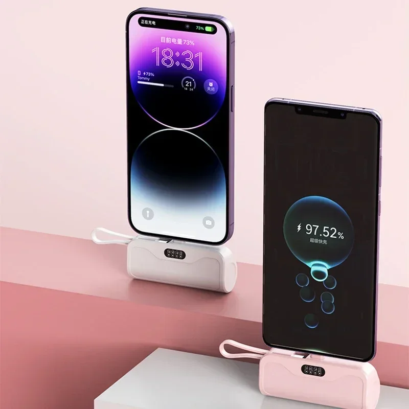 Mini Power Bank 10000mAh Capsule Large Capacity Portable Fast Charging External Battery for IPhone Xiaomi 2 IN1 Type-c Lightning-2