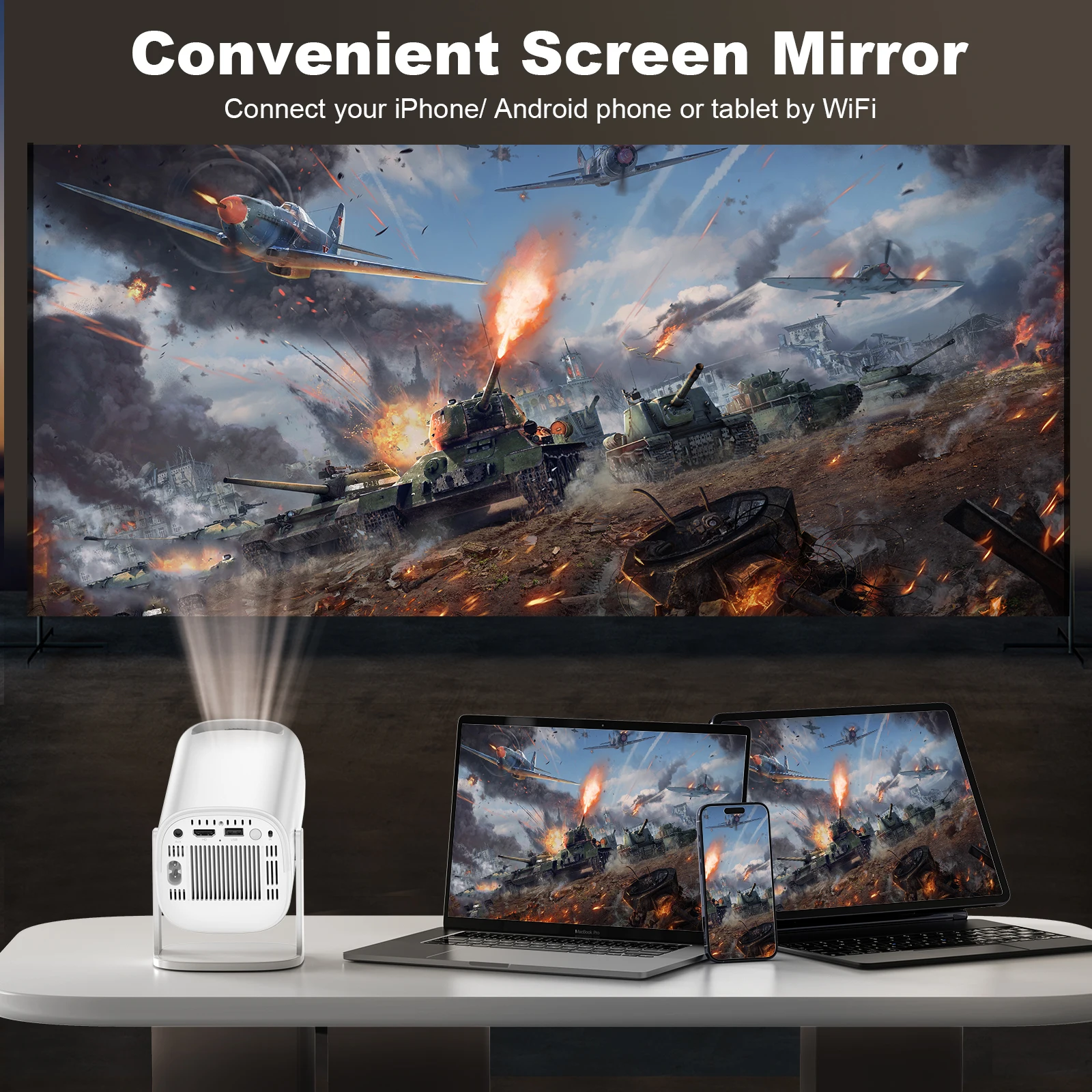 P30 Smart Mini Projector Android 11 WiFi6 Support 4K 1080P BT5.0 Projector 1280*720P Home Cinema Portable Projector-5