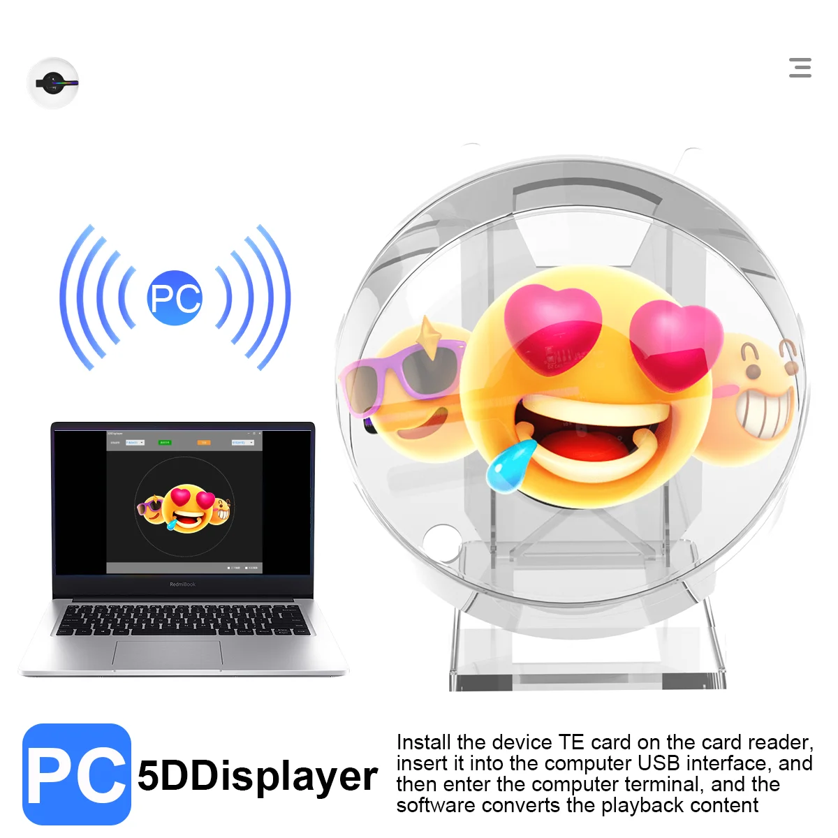12CM MINI 3D Hologram Fan 3D Holographic Projector HD Holographic Projector for Stores Bars Party Xmas Advertising Display Light-3