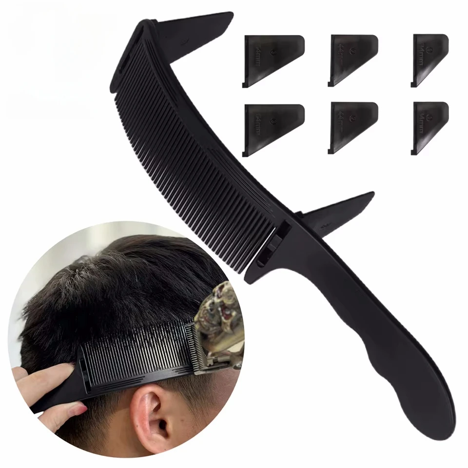 Barber Flat Top Haircut Comb Curved Hair Clipping Cutting Arced Comb Professional Hair Cutting Curved Positioning Comb-6