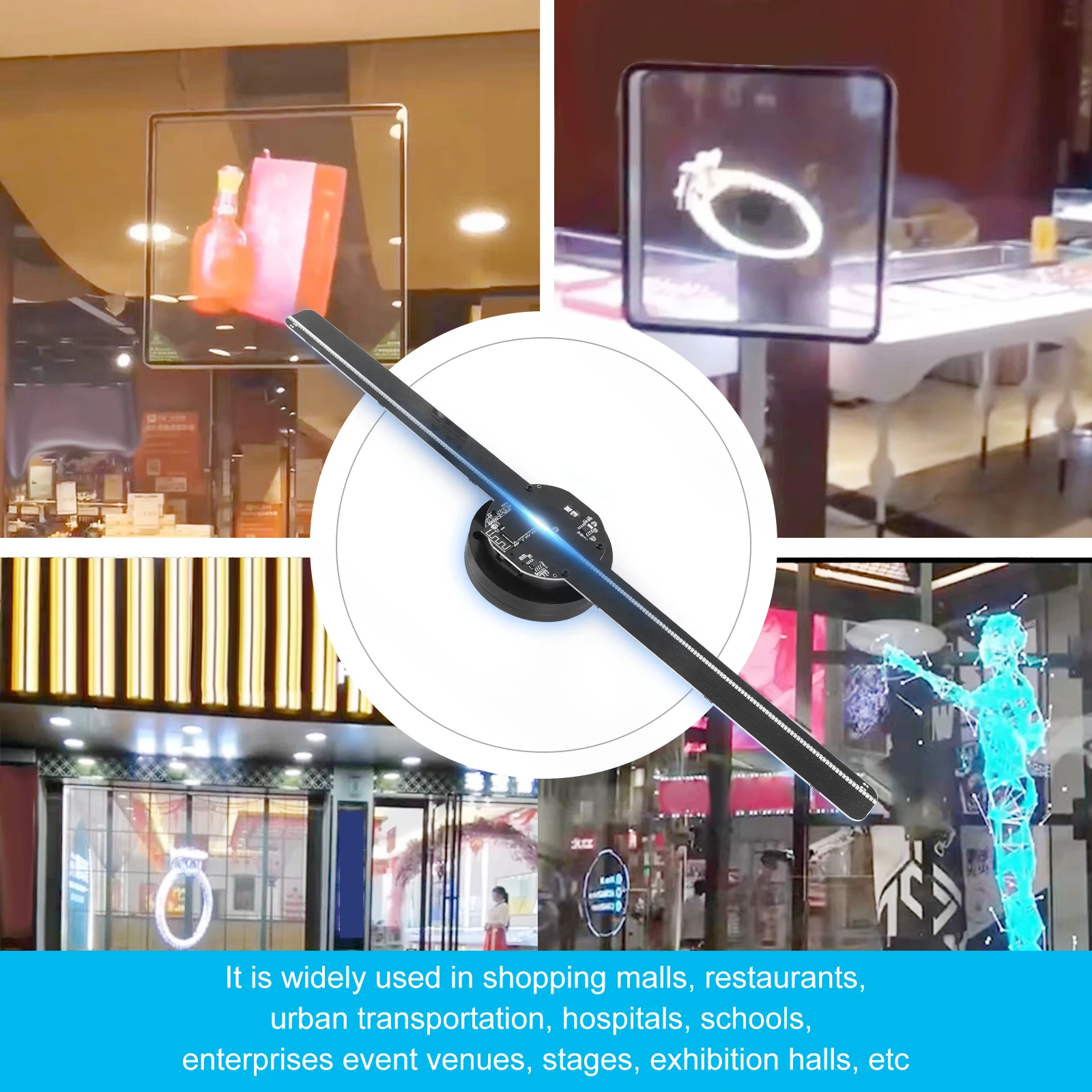 42cm 224LED Holographic Projector WiFi Lamp Beads Upload Holographic 3D Advertising Light Imaging Hologram Player Logo Display-4