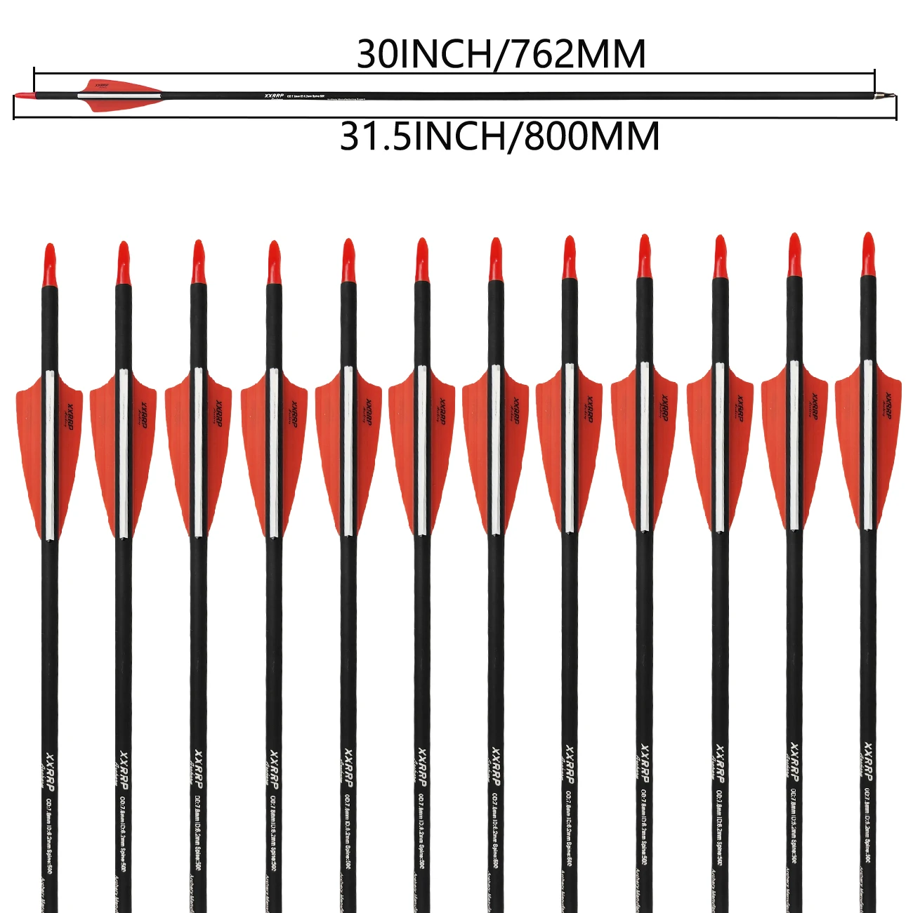 LAIXING 12PCS Carbon Arrow 30 Inch Spine 500 with Replaceable Arrowhead for Compound/Recurve Bow Archery Hunting Targeting-4